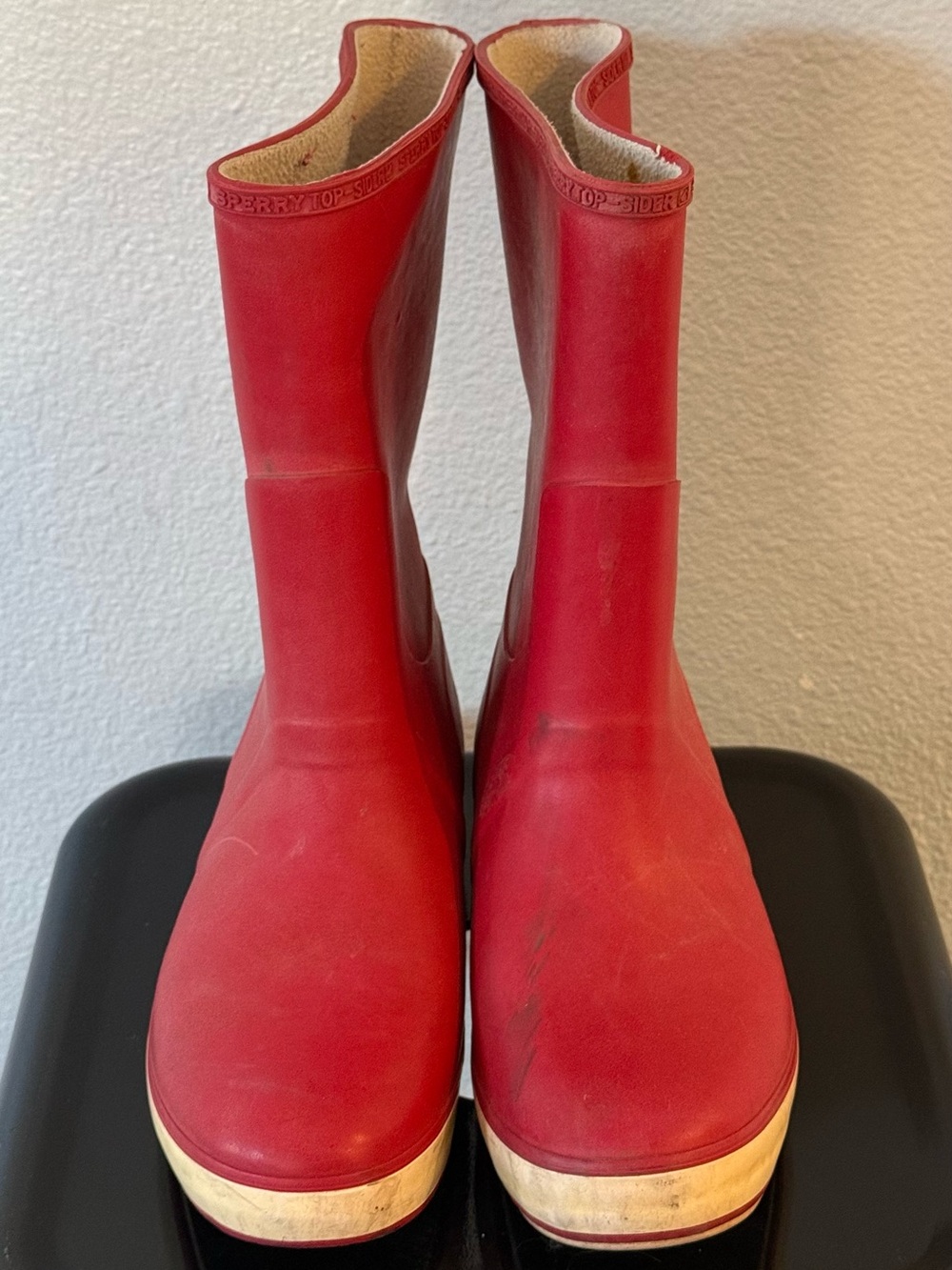 Vintage Sperry Top Sider Red Calf Ht Waterproof Rain Boots for Women